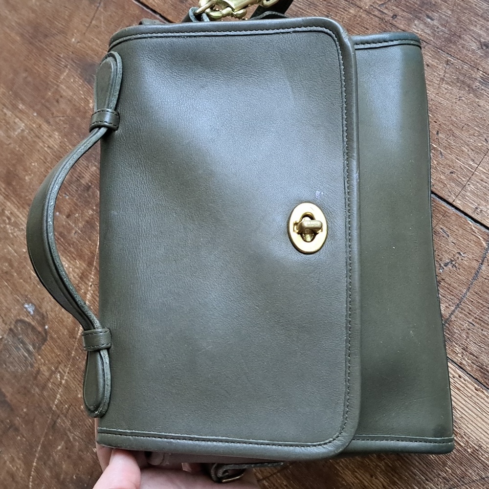 Coach Olive Green Leather Crossbody Satchel - Picture 2 of 13